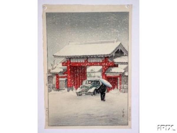 Hasui Kawase - Snow at Shiba Daimon