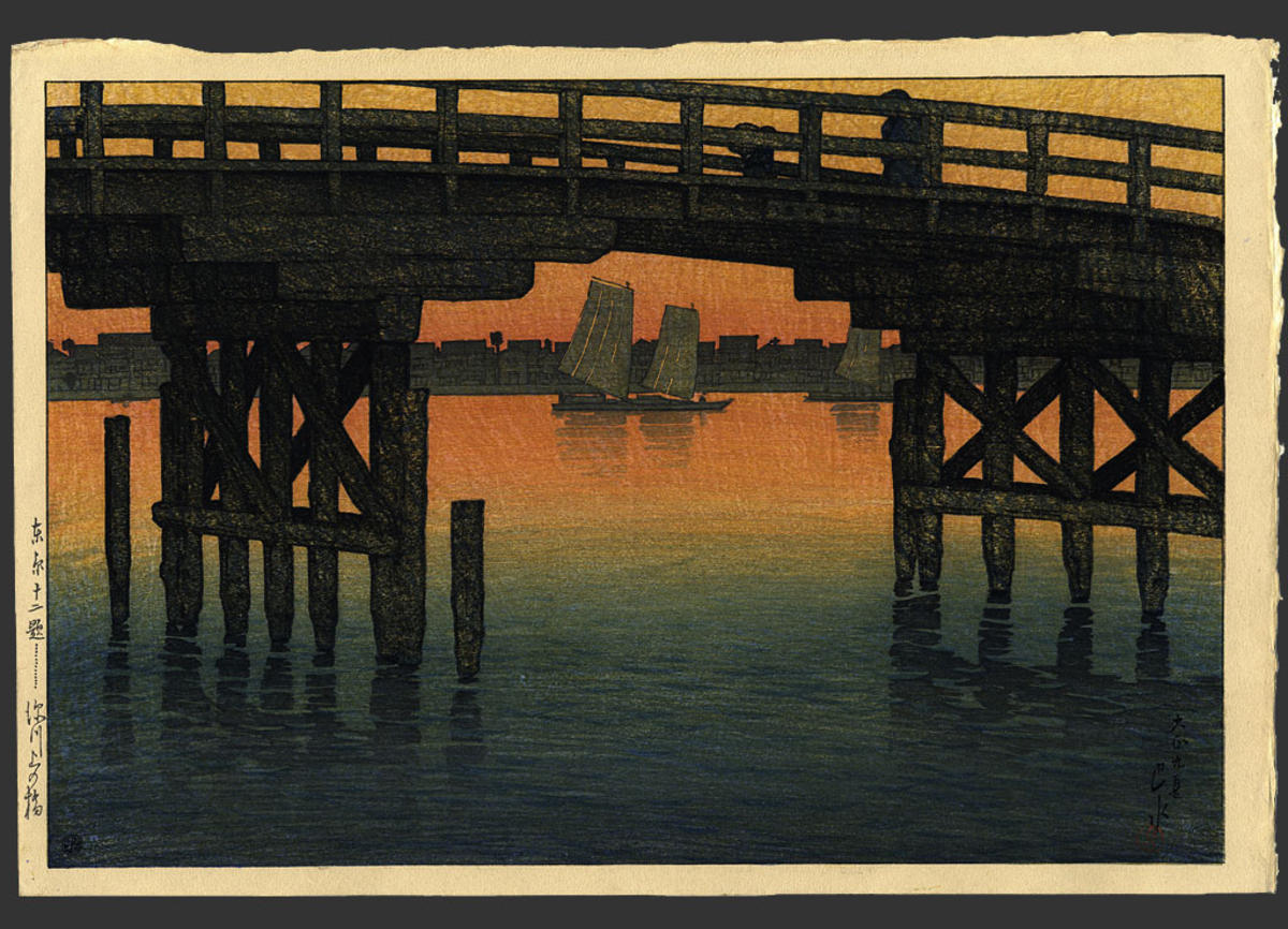 Hasui Kawase - Kaminohashi Bridge at Fukagawa