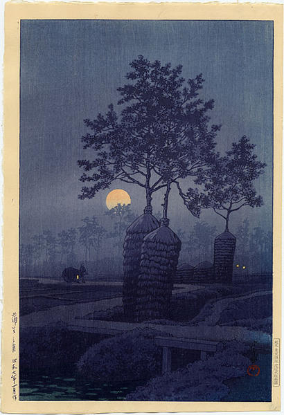 Hasui Kawase - Full Moon at Gamo