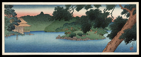 Hasui Kawase - Restaurant at the edge of Matsu Pond — 松の池畔の料亭