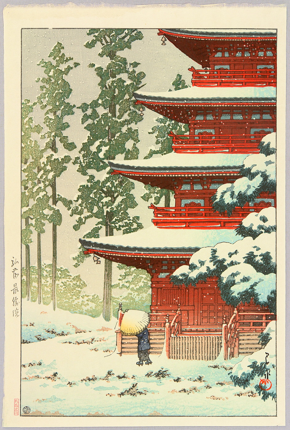 Hasui Kawase - Saishoin Temple in the Snow