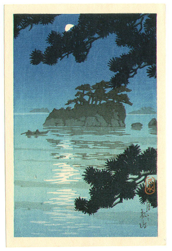 Hasui Kawase - Moon at Matsushima (postcard size)