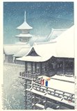 Hasui Kawase - Spring Snow at Kiyomizu Temple in Kyoo