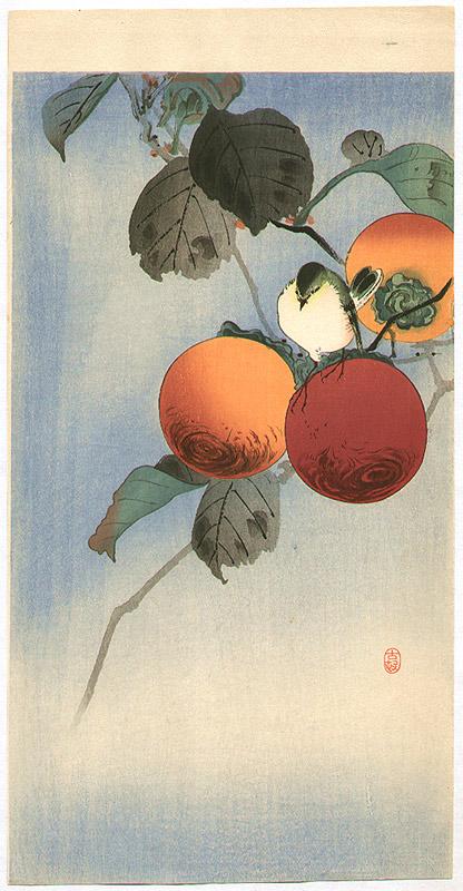 Ohara Koson - Nuthatcher atop Persimmon