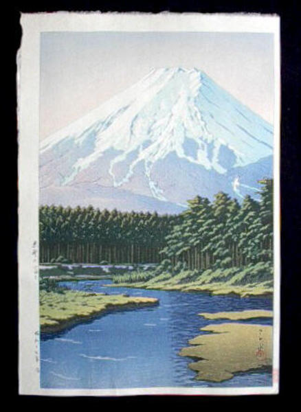 Hasui Kawase - Mt. Fuji Seen from Oshino