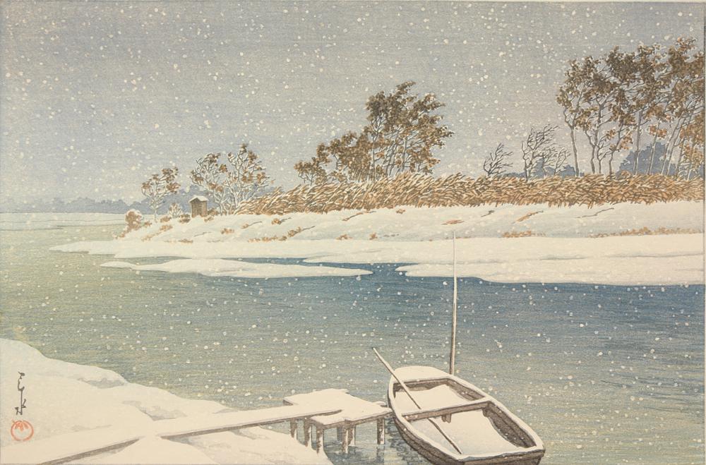 Hasui Kawase - Snow in Koshigoya