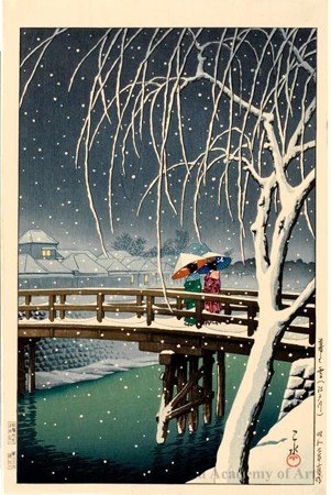 Hasui Kawase - Evening Snow at Edo River