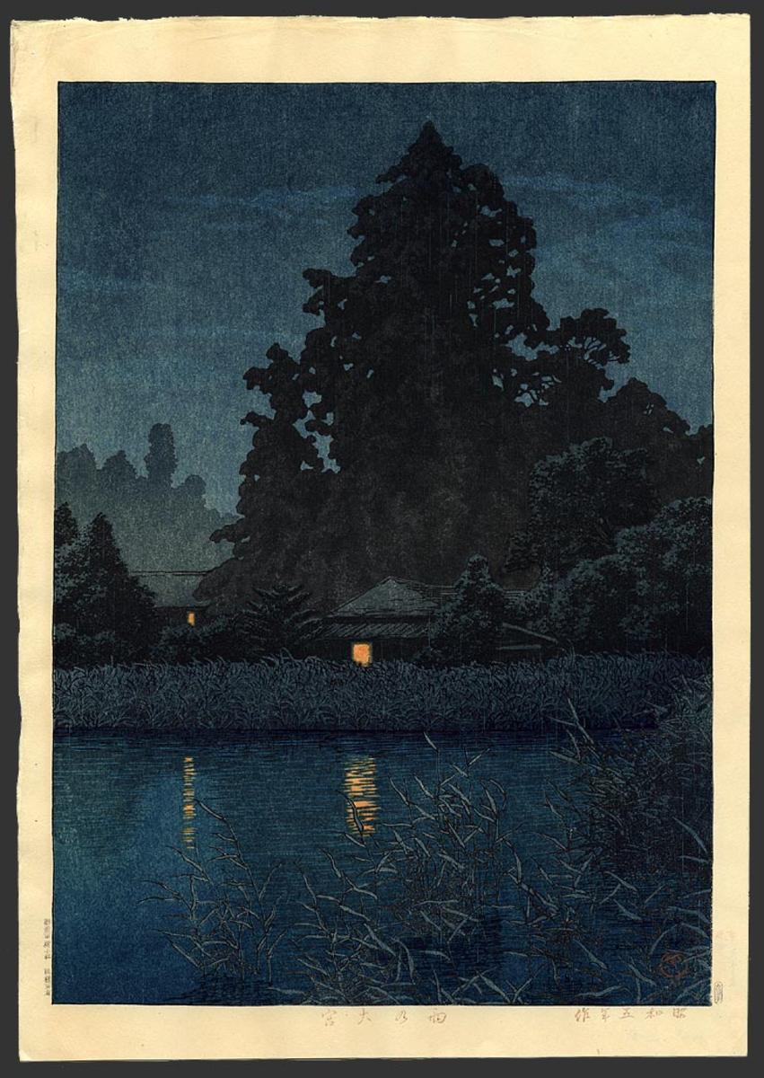 Hasui Kawase - Rain at Omiya