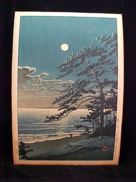 Hasui Kawase - Spring Moon at Ninomiya Beach