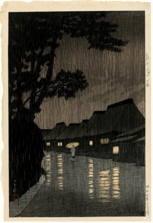 Hasui Kawase - Rain in Maekawa, Söshü