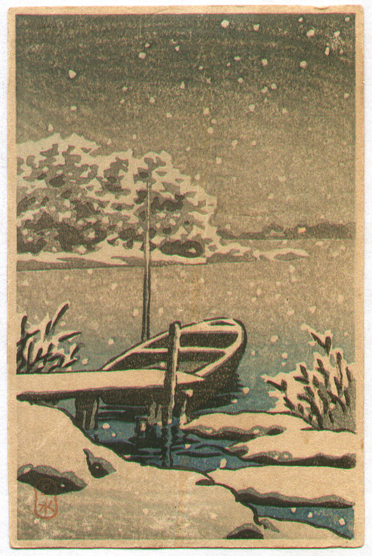 Hasui Kawase - Boat on a Snowy Day