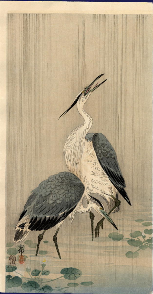 Ohara Koson - Egrets in Rain