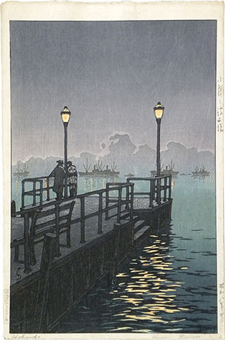 Hasui Kawase - Collection of scenic views of Japan, eastern Japan edition: Pier at Otaru (Nihon fukei shu higashi Nihon hen: Otaru no hatoba)