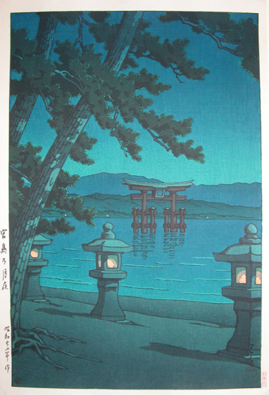 Hasui Kawase - Moonlight at Miyajima