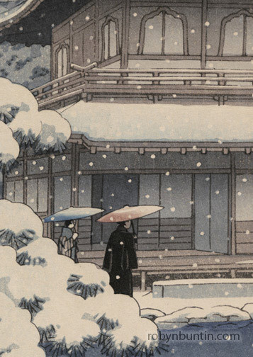 Hasui Kawase - Snow at the Silver Pavilion