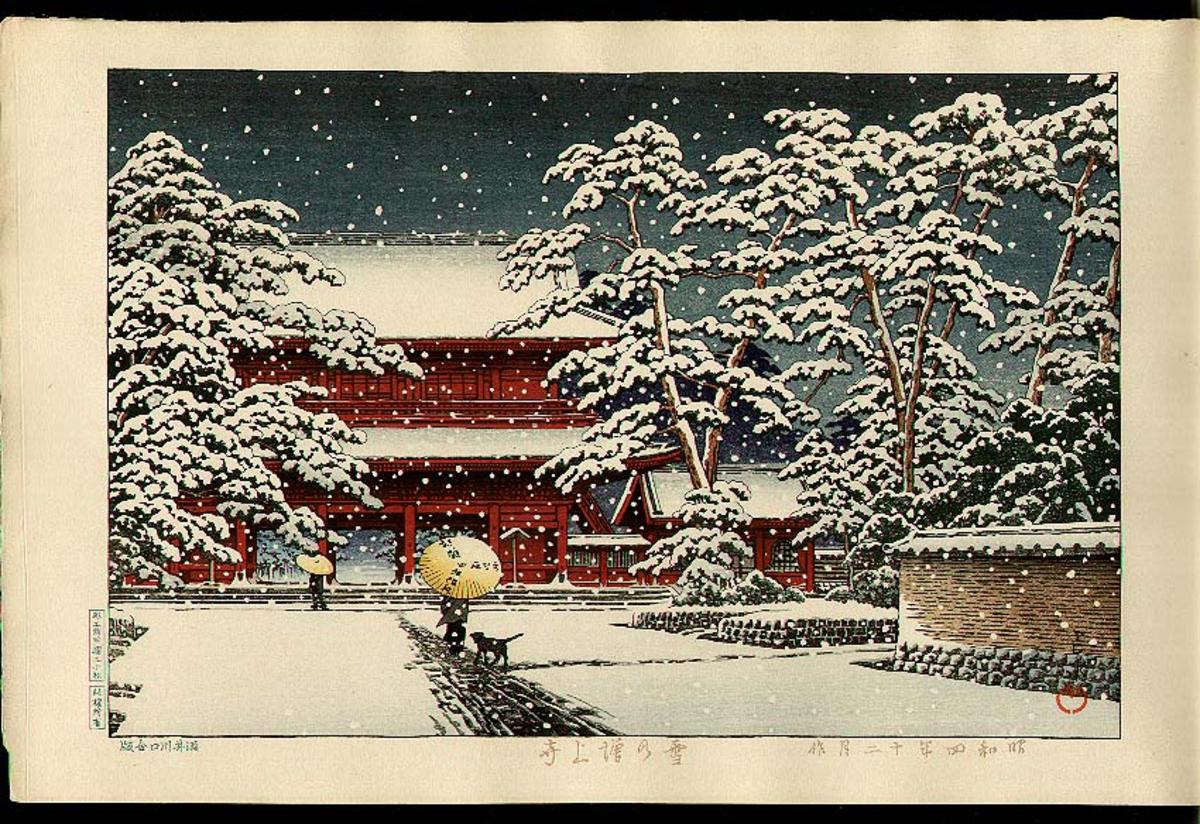 Hasui Kawase - Zojoji Temple in Snow