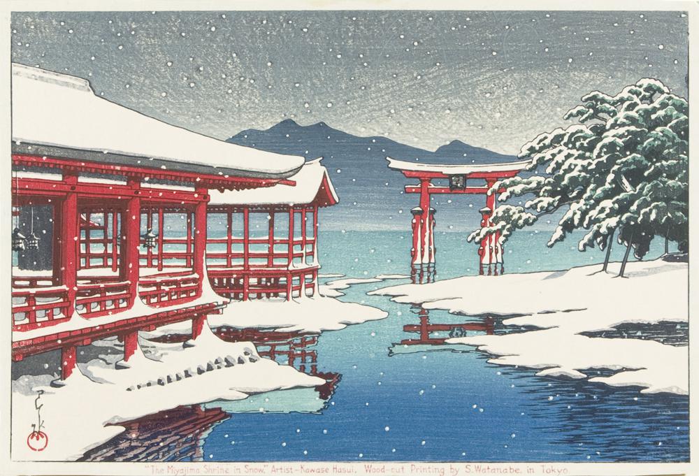 Hasui Kawase - The Miyajima Shrine in Snow