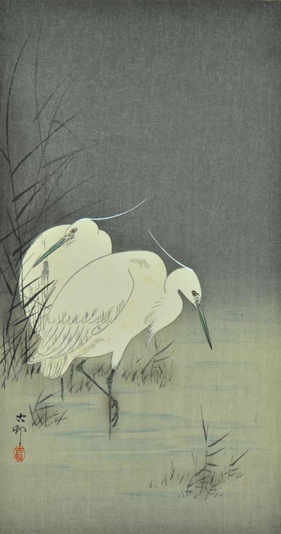 Ohara Koson - Two Egrets at Night