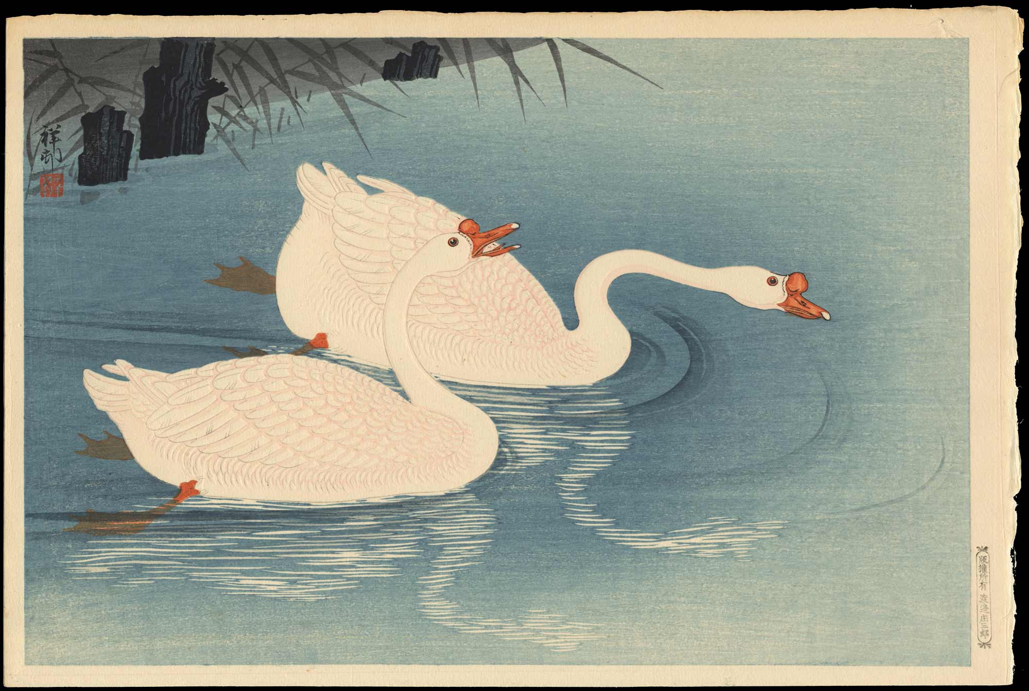 Ohara Koson - Two Swimming Geese (1)
