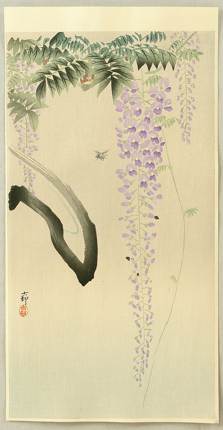 Ohara Koson - Wisteria and Bee