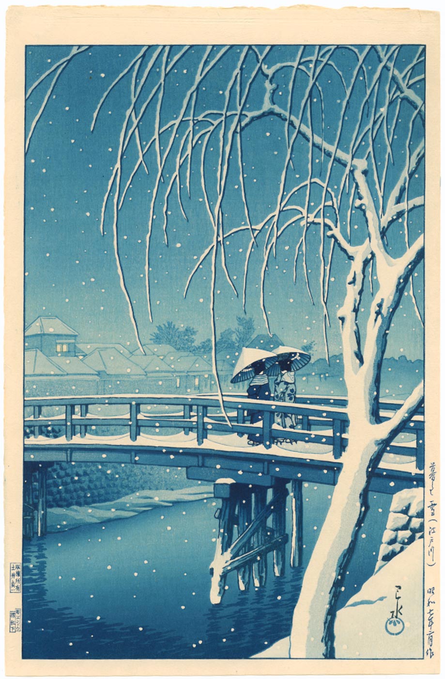 Hasui Kawase - Evening Snow, Edo River – Blue Version