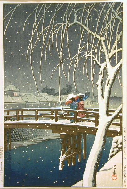 Hasui Kawase - Late Snow Along Edo River