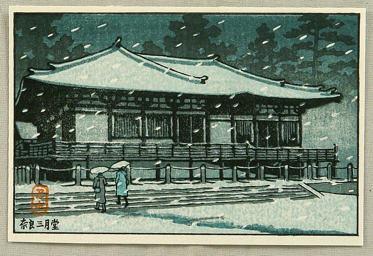 Hasui Kawase - Sangatsu-do in Snow