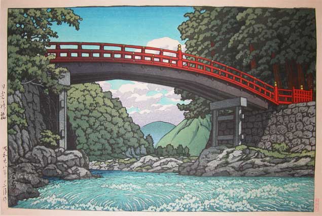 Hasui Kawase - Sacred Bridge, Nikko