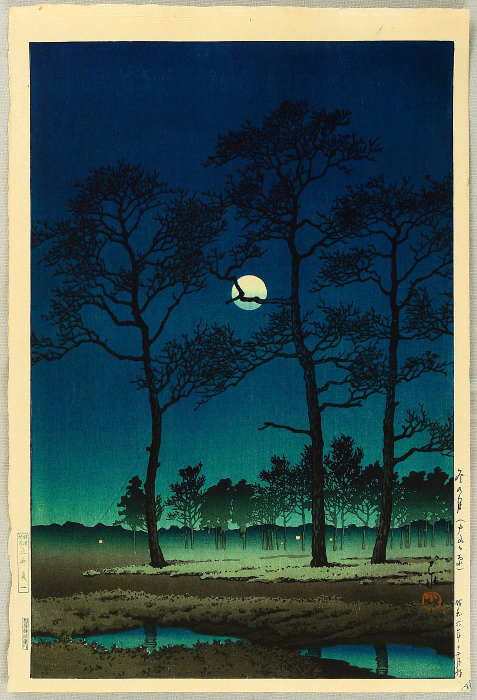 Hasui Kawase - Winter Moon over Toyama Plain