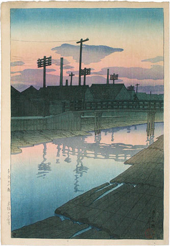 Hasui Kawase - Twelve Scenes of Tokyo: Dusk at Kiba (Tokyo Junikkei: Kiba no yugure)