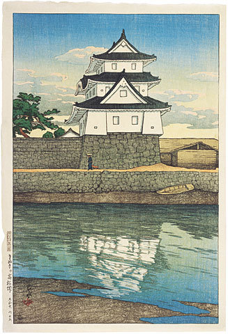 Hasui Kawase - Souvenirs of Travel, Second Series: Takamatsu Castle in Sanuki (Tabi miyage dainishu: Tabi Miyage Dai Nishu: Sanuki no Takamatsujo)