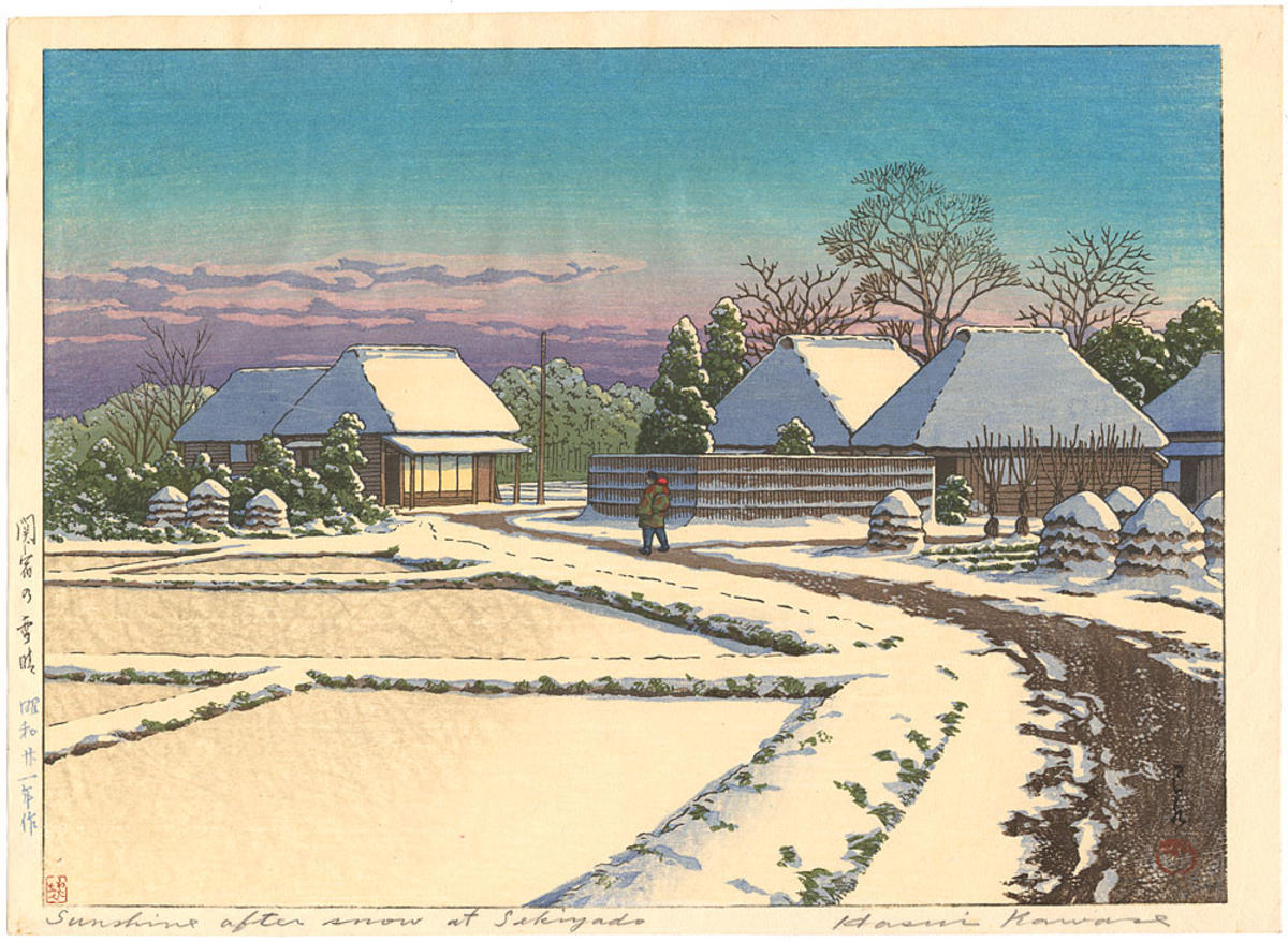 Hasui Kawase - Clearing after a snowfall at Sekiyado