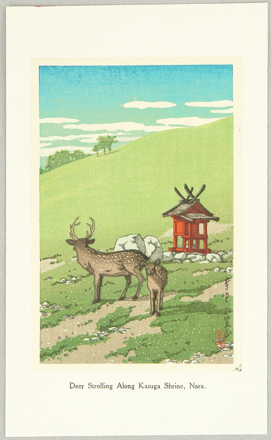 Hasui Kawase - Deer at Kasuga Shrine