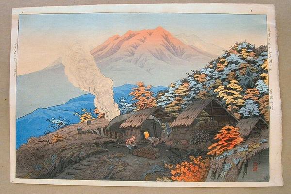 Hasui Kawase - Late Autumn at Yachi in Towadako National Park