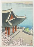 Hasui Kawase - Heijo no haru-Botandai Hukekiro (Spring at Botandai Hukeki Tower)