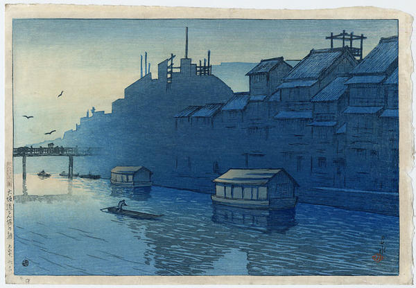 Hasui Kawase - Morning at Dotonbori- Osaka