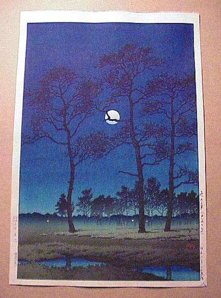 Hasui Kawase - Winter Moon at Toyamagahara — 戸山ヶ原