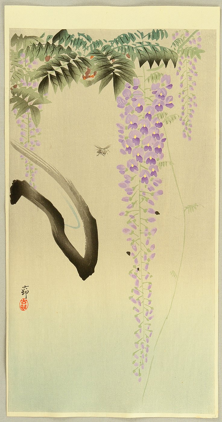 Ohara Koson - Wisteria and Bee