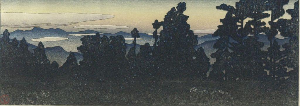 Hasui Kawase - Summer Twilight at Ikano, Taishô period, dated 1919