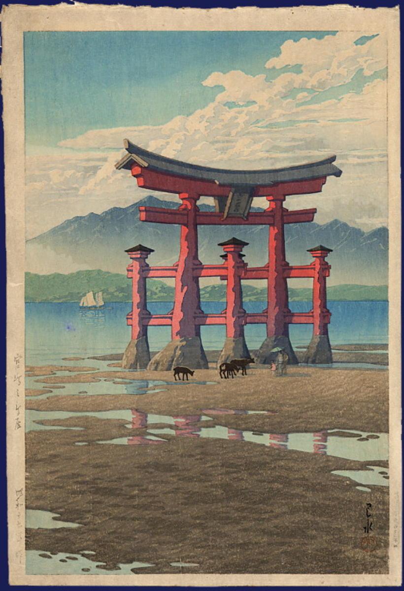 Hasui Kawase - Gate at Miyajima — 宮島の鳥居