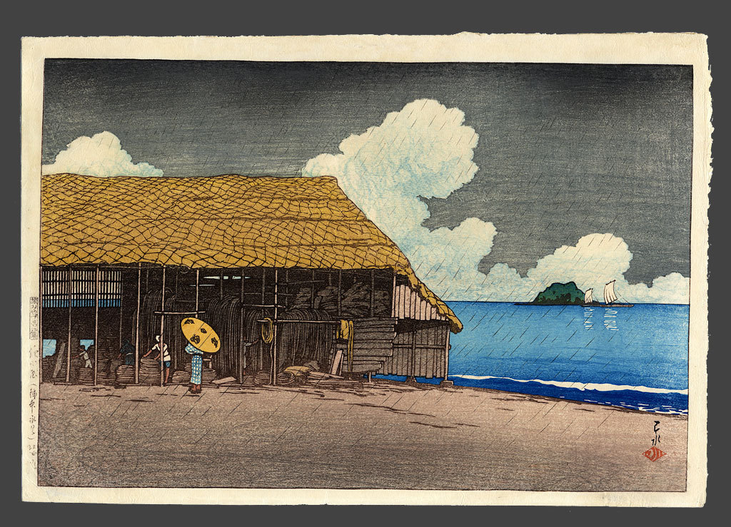 Hasui Kawase - Seaside Cottage at Himi in Etchu