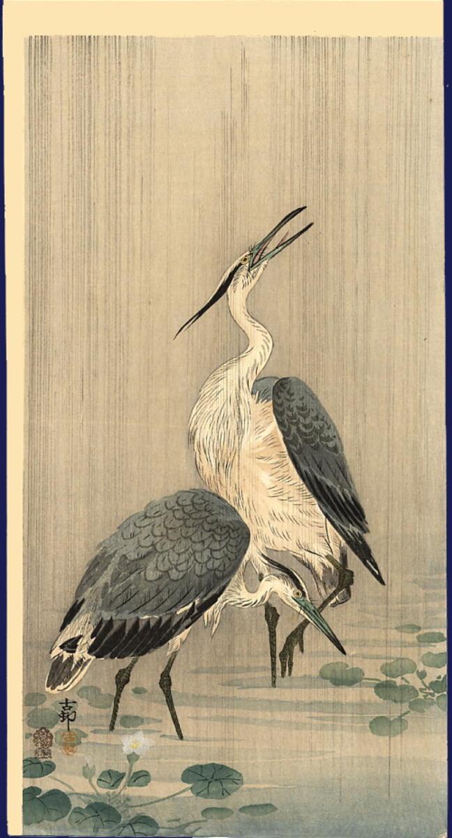 Ohara Koson - Egrets in Rain