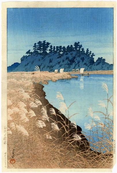 Hasui Kawase - Late Autumn at Ichikawa — 市川の晩秋