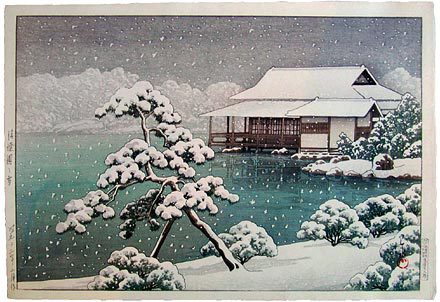 Hasui Kawase - Snow at Seichoen Garden (Seichoen no yuki)