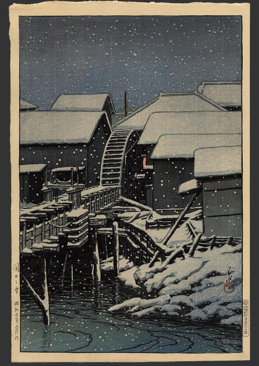 Hasui Kawase - Snow at Sekiguchi