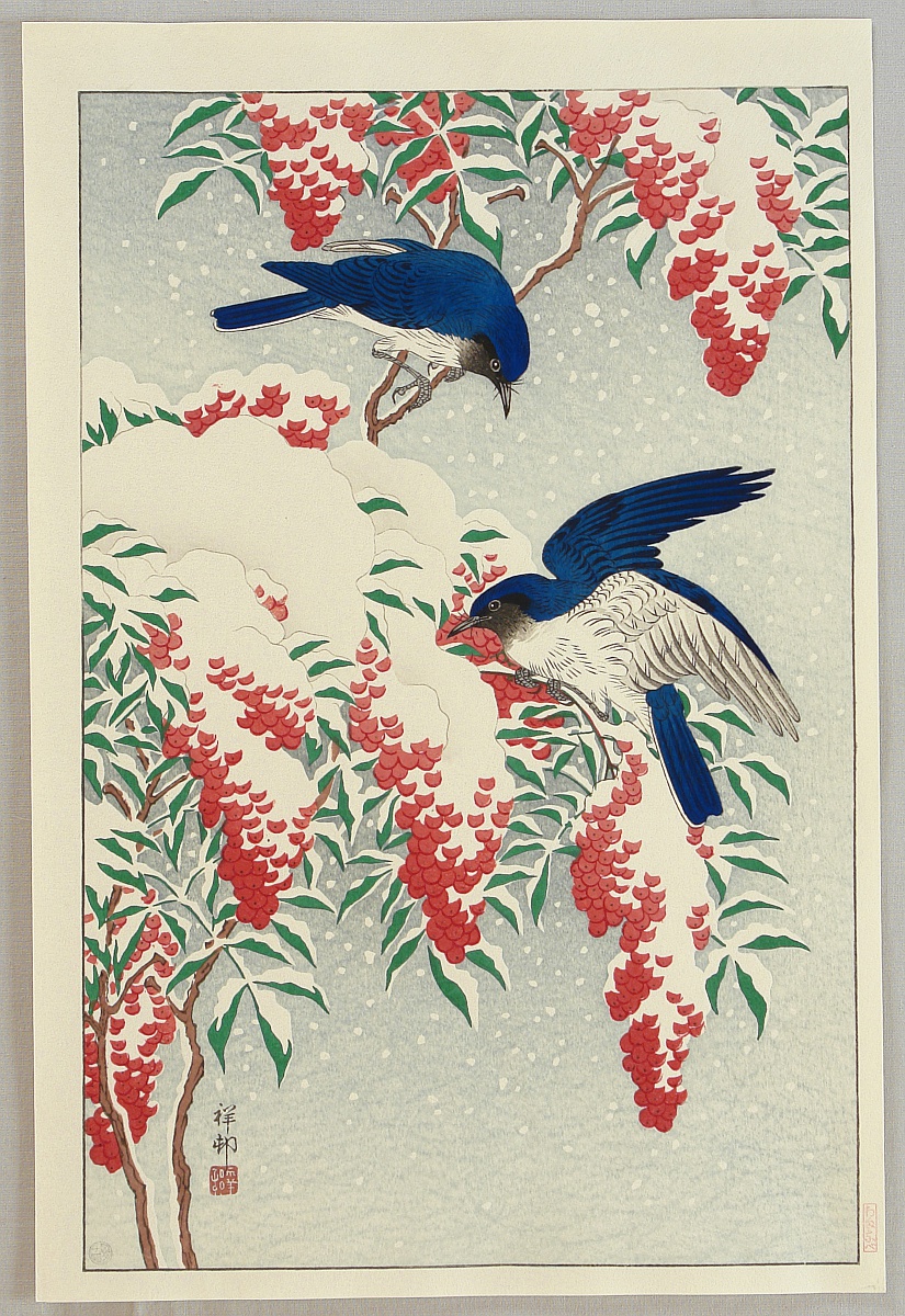 Ohara Koson - Flycatchers in Snow