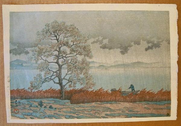 Hasui Kawase - Rain on Lake Matsue — 湖？の雨（松江）