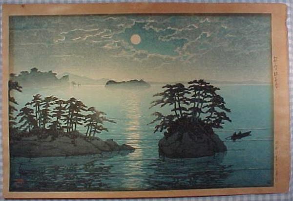 Hasui Kawase - Futago Island – Moonlight At Matsushima