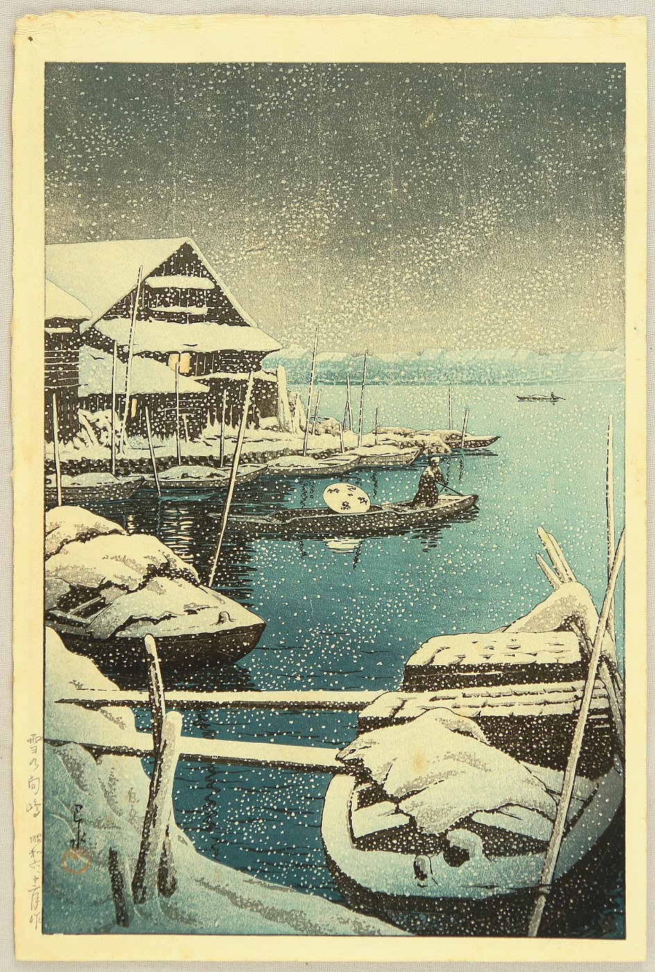 Hasui Kawase - Snow at Mukojima