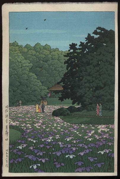 Hasui Kawase - Iris Garden at Meiji Shrine, Tokyo